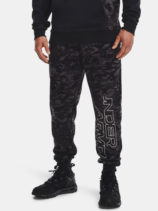 Teplky Under Armour RIVAL FLC CAMO SCRIPT jgr-blk